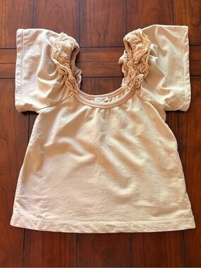 Anthropologie Pilcro Ruffle Sleeve Cotton Tank